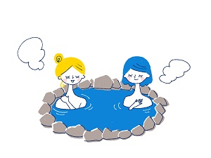 温泉で息抜きする女性